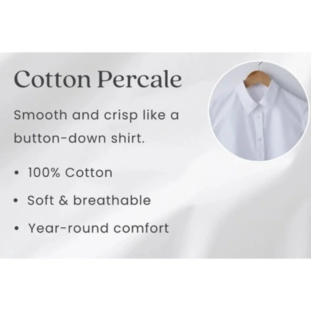 The Company Store White Cotton Percale Flat Sheet King Cal King 50652A OEKO-TEX